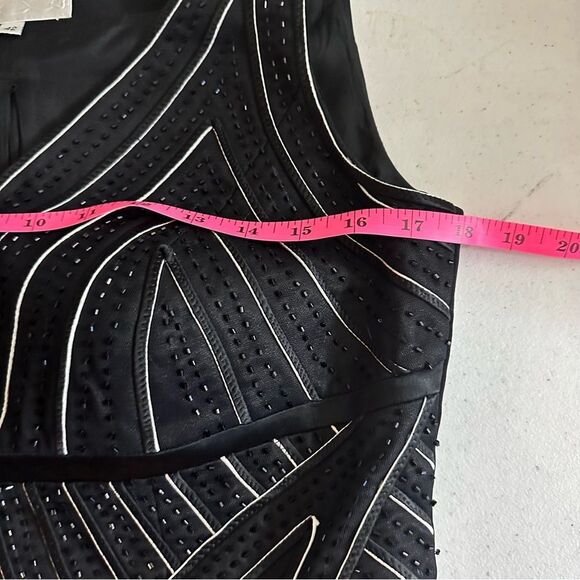 Ella Donna by Ann Taylor Black & White Beaded Sleeveless Blouse‎ 42 Euro Formal - Picture 9 of 10